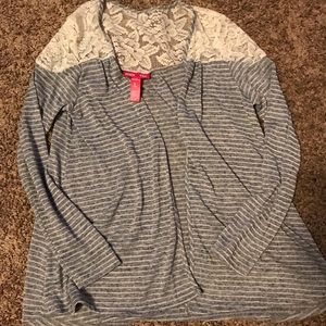 Striped cardigan with lace detail!